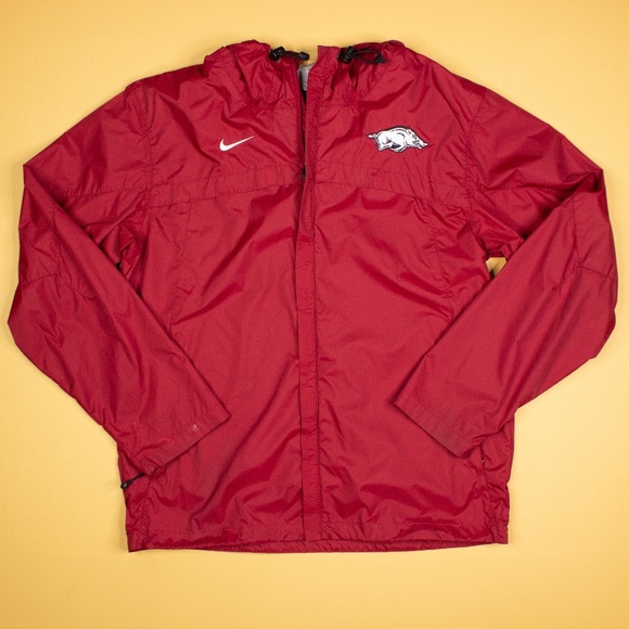Vintage Nike Arkansas Razorback Red Windbreaker Jacket Men's Size M - Picture 1 of 13